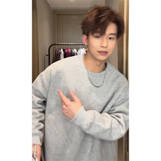 抖音得物高品质二开支持退换26春装美式男宽松曼巴纯色圆领卫衣，男装卫衣，电商A443