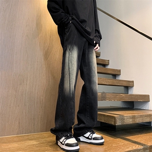 加长牛仔裤男高个子188cm110水洗复古渐变拼接裤子KZ014P63加绒73图片