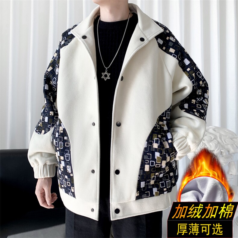 毛呢夹克男加绒加棉羊羔绒小香风白墙G502p105控158加厚p125控178,男装夹克,星座401