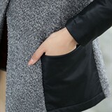 时尚拼接毛呢外套女秋冬季新款韩版修身显瘦长袖气质百搭上衣，女装毛呢外套，蓝诺裳