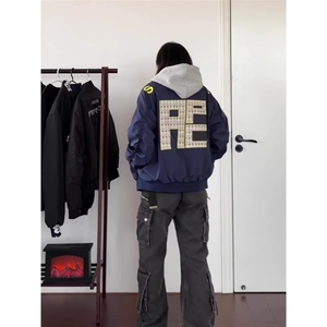美式街头飞行夹克外套男女春秋2025新款设计感宽松刺绣情侣棒球服图片