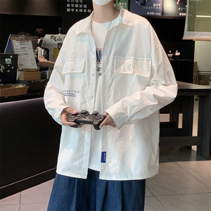 2021日系ins衬衫薄款设计感小众痞帅工装纯休闲衬衣  W1496-P35图片