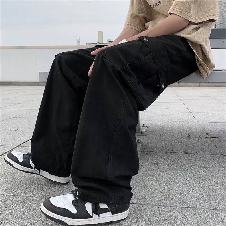 高街潮工装裤男潮牌ins直筒宽松hiphop炸街设计感裤子，男装工装外套，星座1013