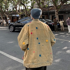 Mars网红美式街头黄泥水洗做旧复古牛仔衣JK5526P78，男装夹克，星座1116-2