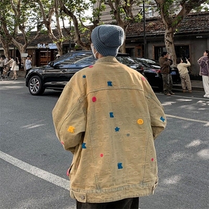 Mars网红美式街头黄泥水洗做旧复古牛仔衣 JK5526 P78图片