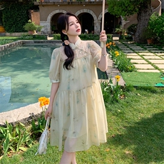 【现货】法式复古盘扣新中式连衣裙ZB285-1813-P120-K178，女装连衣裙，浙宝285（原212）