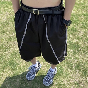 潮牌春秋印花ins宽松型五分裤文艺男潮青春流行休闲裤日系图片