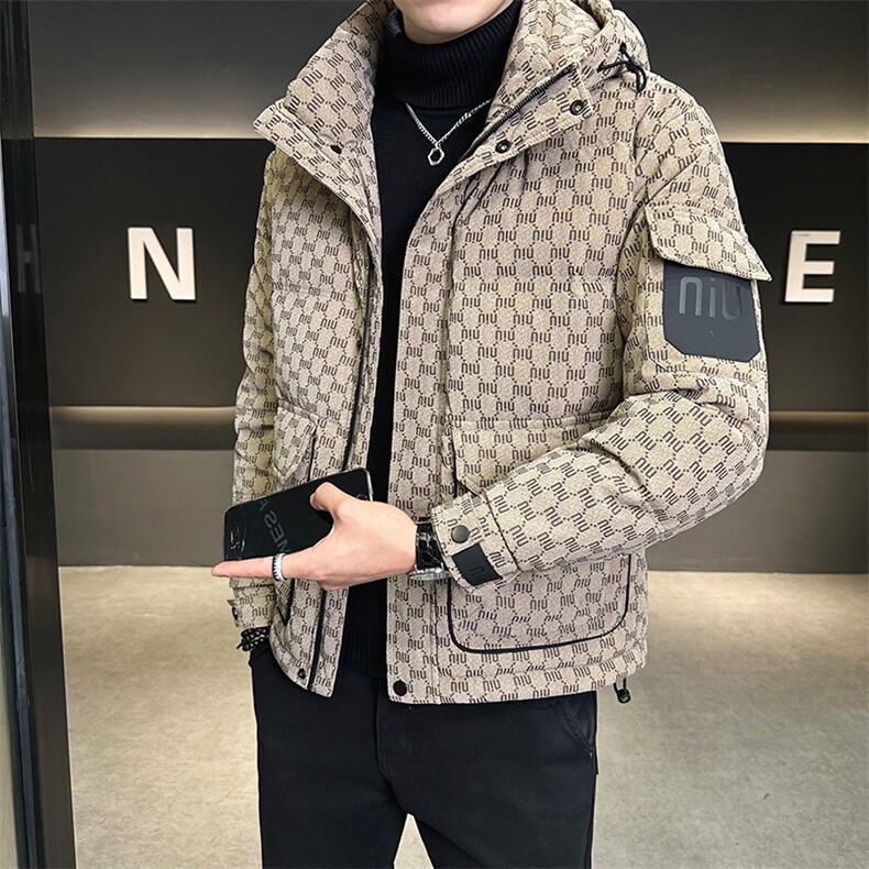 新做标50绒 男士皮羽绒服冬季2025新款连帽外套A313-9159-P225图片