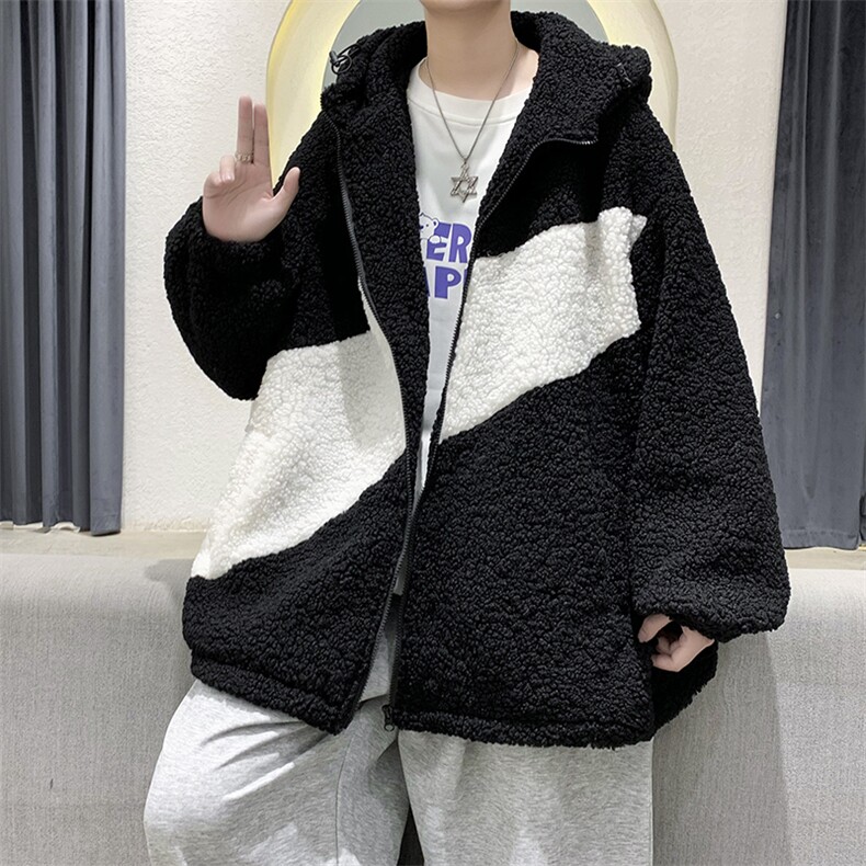 DM71-P95冬装现货港风宽松休闲羊羔毛中性情侣棉衣棉袄,男装棉衣,电商D321-1