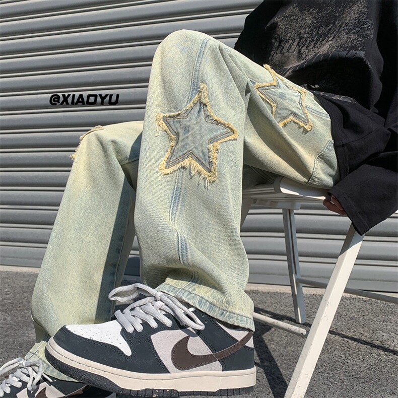 XZ616春季新款外景黄泥色星星牛仔裤TY517P55控68,男装牛仔裤,星座512A（原616）