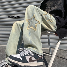 XZ616春季新款外景黄泥色星星牛仔裤TY517P55控68，男装牛仔裤，星座512A（原616）