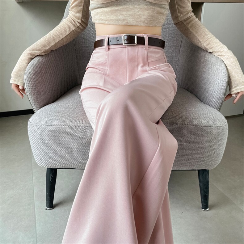 西装阔腿女2024春夏季宽松休闲高腰显瘦直筒裤垂坠感拖地裤,女装休闲裤,梦白服饰厂