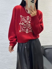 秋冬新款圆领山羊绒衫女绣花打底衫简约套头毛衣，女装羊绒衫，大千羊绒