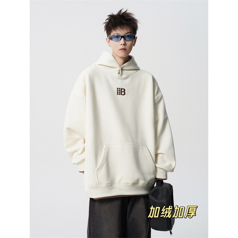 D309B-CC12-P60加绒加厚刺绣连帽假两件卫衣,男装卫衣,电商D309B