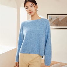 时尚百搭宽松女士圆领花式纱时尚百搭通勤羊绒衫，女装羊绒衫，澳冬特羊绒