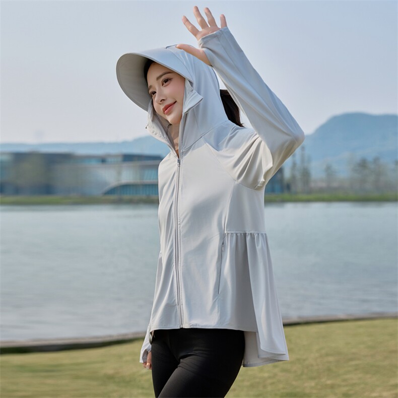 冰感透气连帽防晒衣女2025夏季新款UPF50+防紫外线薄款防晒服外套,女装防晒衣,悦祺