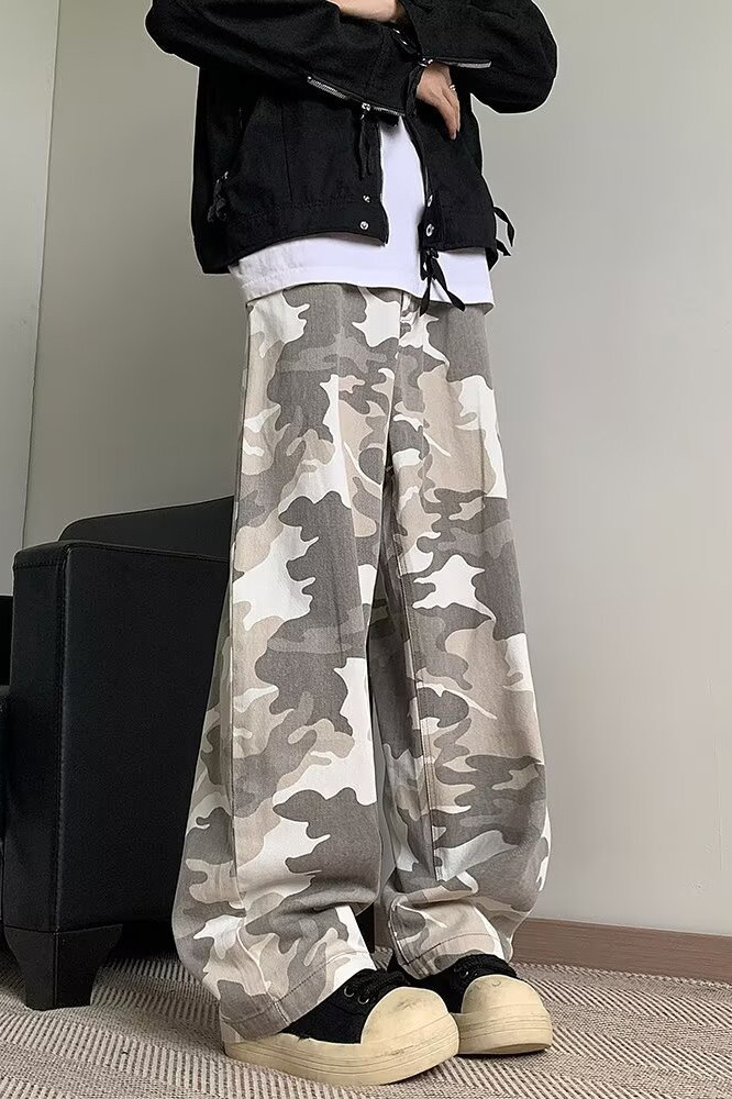 GX3078P45沙漠迷彩宽松直筒休闲牛仔裤美式工装男女休闲裤阔腿裤,男装牛仔裤,星座1108-5