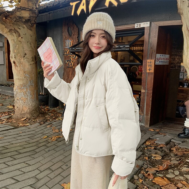 粉色立领短款羽绒服女2025年冬季新款今年流行超好看小个子面包服,女装羽绒服,2C129