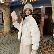 粉色立领短款羽绒服女2025年冬季新款今年流行超好看小个子面包服，女装羽绒服，2C129
