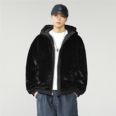 双面穿座山雕棉服连帽加绒情侣外套一件过冬原创双色银狐绒保暖，男装棉衣，电商D215