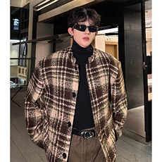 美式复古格子慵懒立领潮男外套夹克A071-5004-P108，男装夹克，电商A071