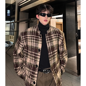 美式复古格子慵懒立领潮男外套夹克  A071-5004-P108图片