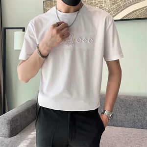 轻奢小熊图立体压印T恤男夏季丝光罗马针织透气短袖衫 T564图片