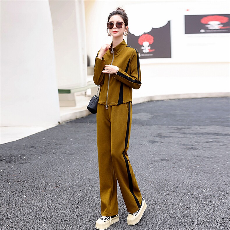 时尚休闲套装女2024年秋季运动舒适显瘦个性潮流两件套,女装套装/套裙,妙形
