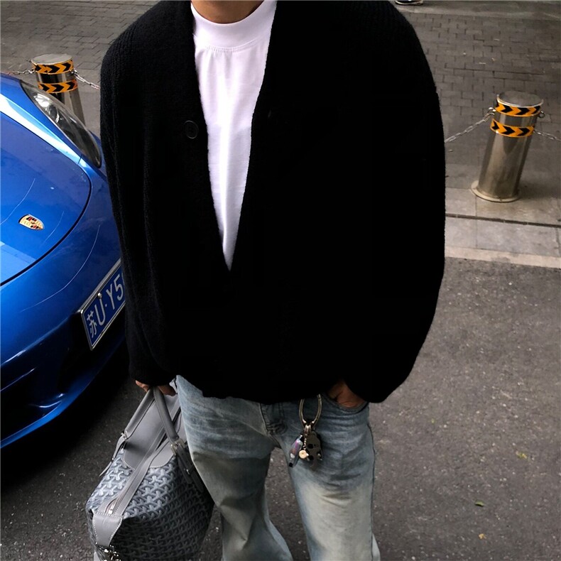 灰色道袍开衫毛衣牌慵懒风情侣外套宽松针织衫MY2369特P55,男装针织衫/毛衣,星座908-1