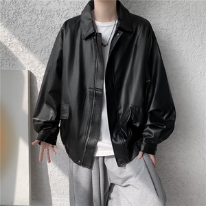 美式复古PU皮衣外套男潮工装飞行员夹克港风高街机车服W6448-P62