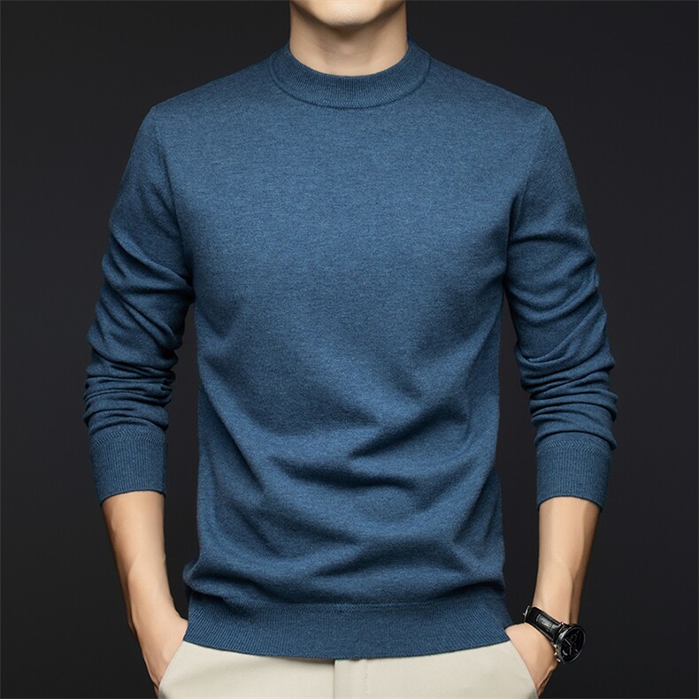G2382男式2026年秋冬新款羊毛衫男针织衫圆领纯色打底衫毛衣，男装针织衫/毛衣，电商B360