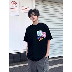 万针全刺绣工艺抖音得物高品质260克重磅纯棉双纱美式高街短袖T恤，男装T恤，电商A486