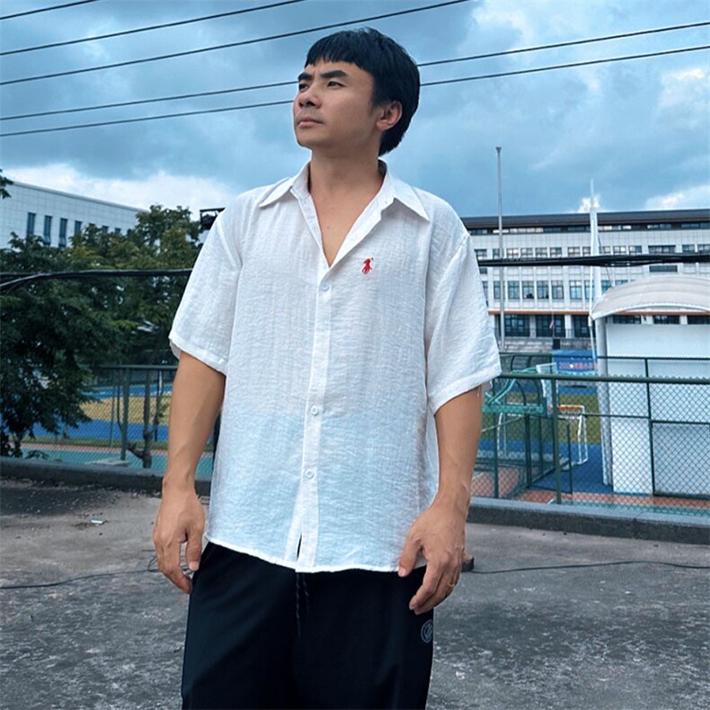 DC02男士短袖棉麻亚麻衬衫透气舒适面料凉爽透气衬衣慵懒风学院风,男装T恤,星座115A-2