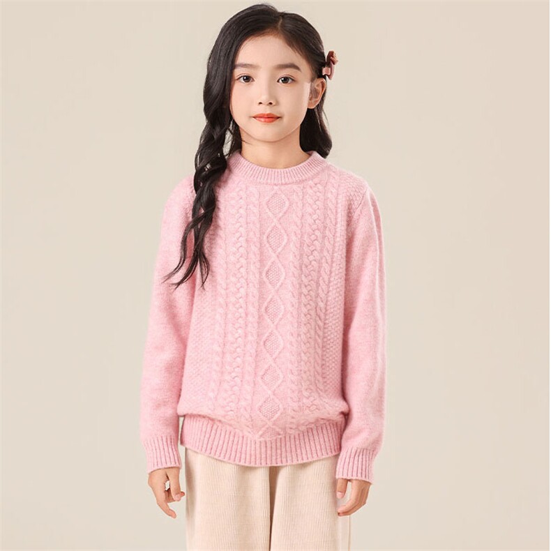 秋冬儿童羊绒衫35%羊绒菱形编织男女童保暖毛衣品质舒适针织衫，童装儿童羊绒衫，群鹿羊绒