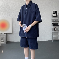 8XL-M日系工装短袖衬衫男夏季POLO衫t恤休闲运动套装TZ38004特P55，男装T恤，电商B312