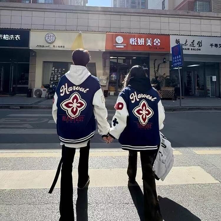 潮春秋男女新款2025年外套韩系宽松美式复古印花夹克棒球服情侣,男装夹克,星座1210-1