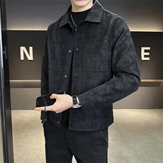春季2026新款男士外套翻领高端麂皮夹克上衣服A313-5889-P145，男装夹克，电商A313