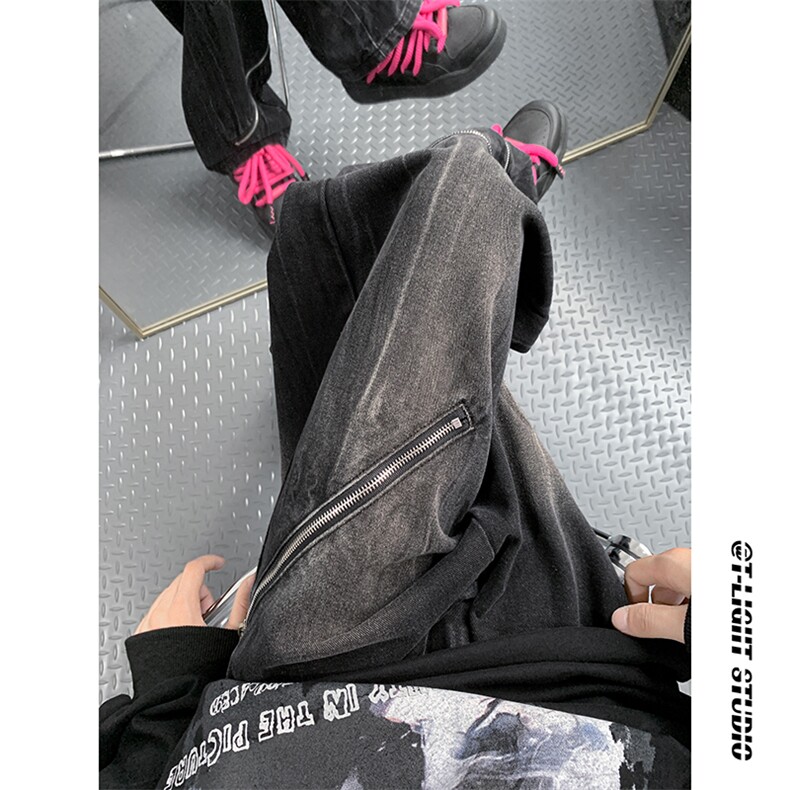 B221 美式ins高街小众宽松拉链牛仔裤 LK23126-P70 控98图片