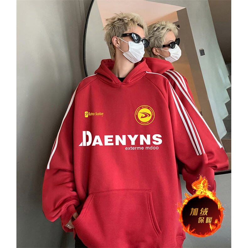 抖音得物供货提供视频秋冬重磅美式宽松织带连帽卫衣04198,男装卫衣,电商A486