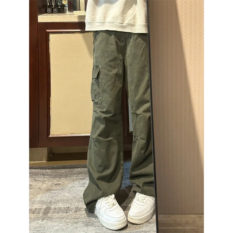 GZK112LL-特P55cleanfit军绿色工装裤男款宽松直筒阔腿裤,男装休闲裤,星座1007（原301D）