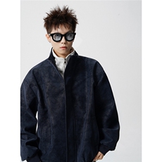 内里扎染卫衣假两件M-5XL大码面层PU皮男夹克JK78108P85控138，男装夹克，星座227-7