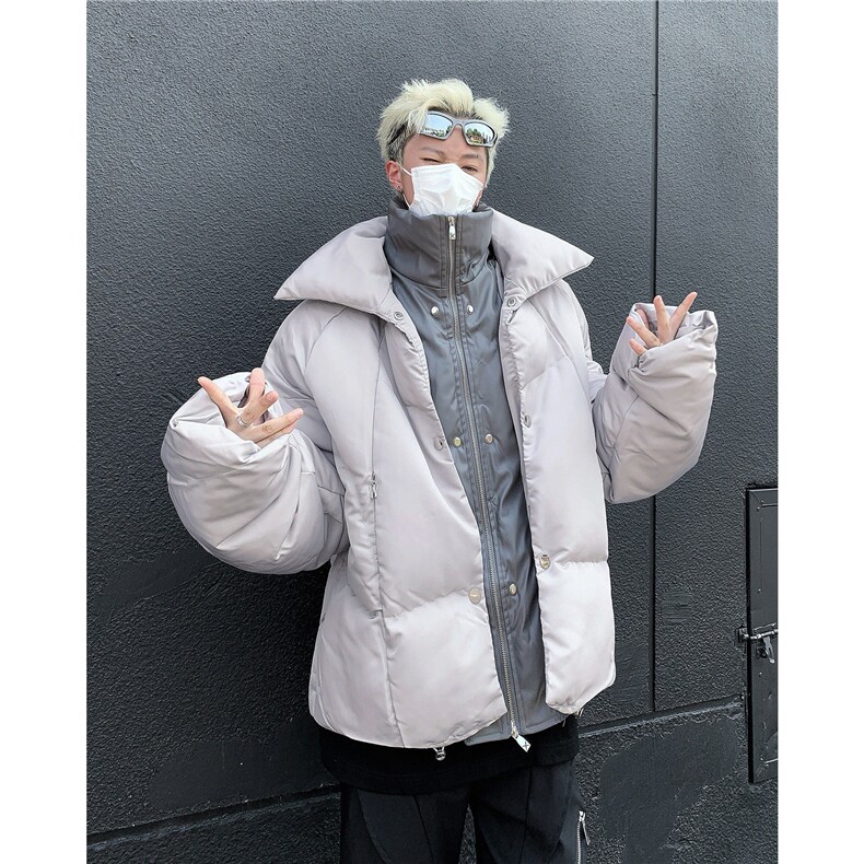 【有货】DM8032-P108冬季拼接假两件棉衣男亮面双层加厚宽松棉服,男装棉衣,星座603-2