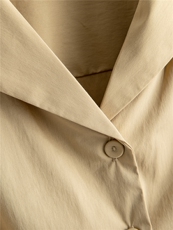 夏新新款短袖纯色收腰显瘦衬衫女，女装衬衫，水衣源