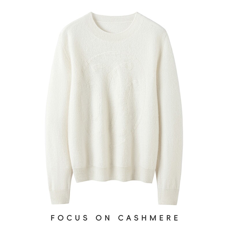 秋冬新款纯色针织圆领套头上衣时尚百搭，女装羊绒衫，缇曼羊绒