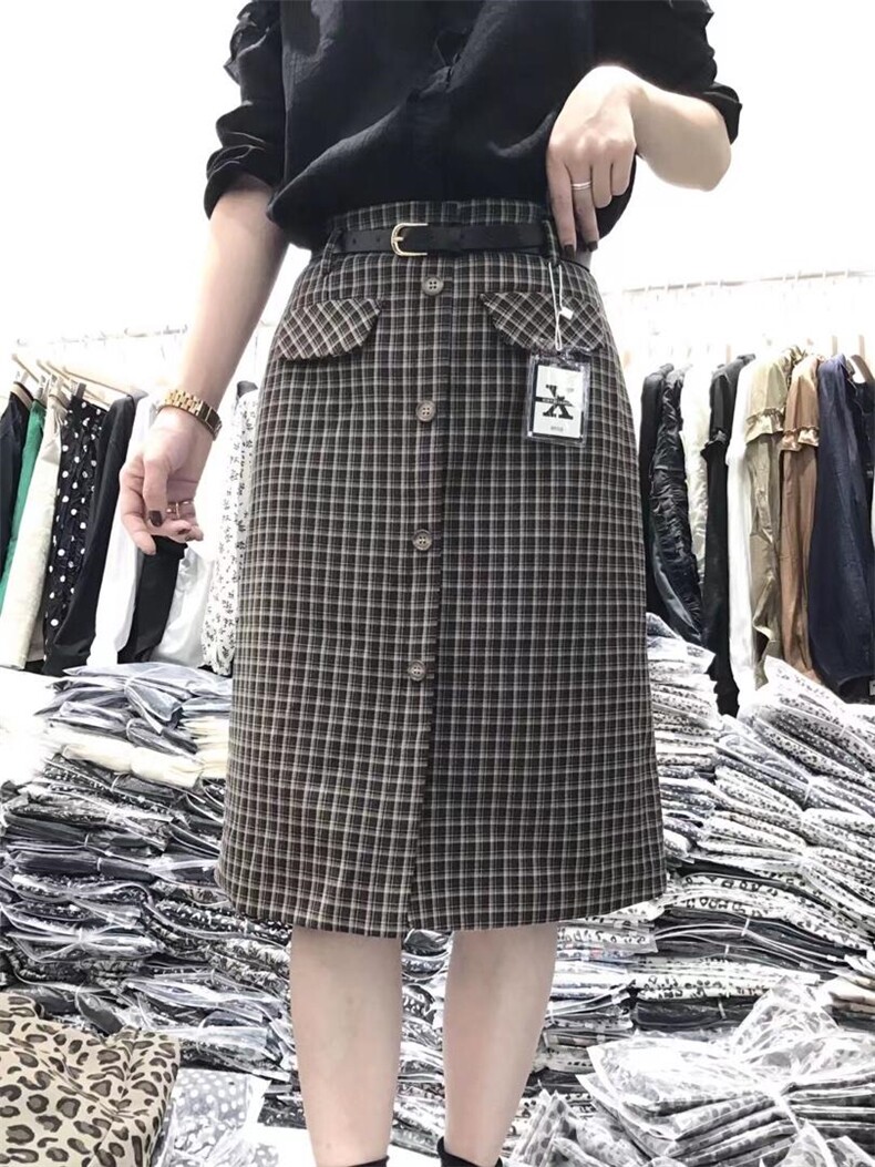 简约格子裙，其它，昕叶良品