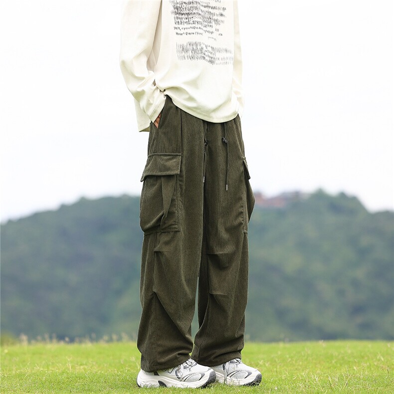 新款工装裤男女款秋季2025阔腿裤潮牌宽松弹力灯芯绒直筒裤子,男装工装外套,星座715-4