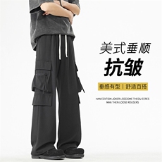 舒适垂感美式高街抗皱冲锋裤机能工装裤宽松K1230特批-3568，男装工装外套，星座718-1