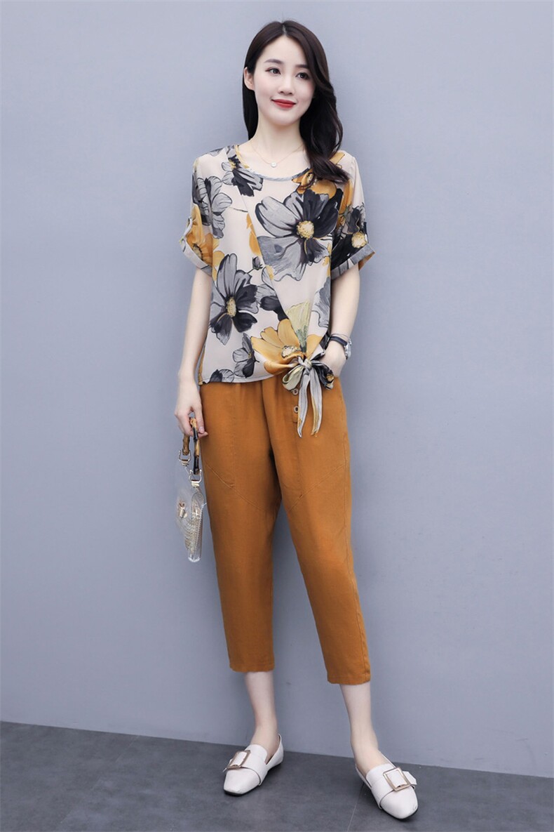 新款气质时尚潮流套装/套裙短袖夏季宽松圆领优雅,女装套装/套裙,施恩睿棋