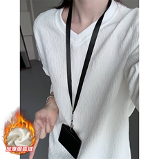港风银狐绒男450g重磅肌理感长袖大码T恤T24509J加绒-特P33控65，男装T恤，电商A001-1