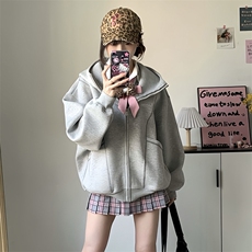 抖音得物高品质秋冬美式高街重磅结构辑明线纹理连帽卫衣外套W111，男装卫衣，电商A486
